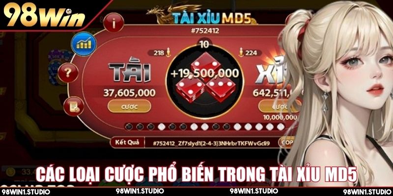 Các kiểu cược phổ biến trong trò chơi Tài Xỉu MD5 hiện nay